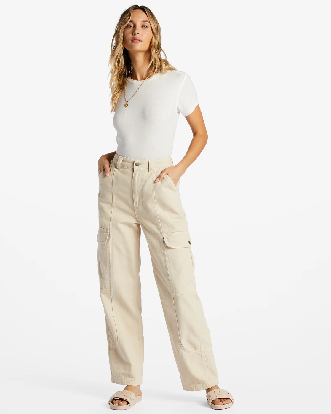 Billabong Wall To Wall Denim Cargo Pants ANTIQUE WHITE (anw) 2 Billabong Wall To Wall Denim Cargo Pants ANTIQUE WHITE (anw) - Image 2