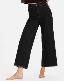 Billabong Free Fall Wide-Leg Pants BLACK -billabong shop abjdp00141 billabongw blk dtl1