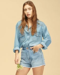 Billabong Wrangler Showdown Denim Short BLUE SURF (bjnw) -billabong shop abjds00114 billabongw bjnw frt1 3