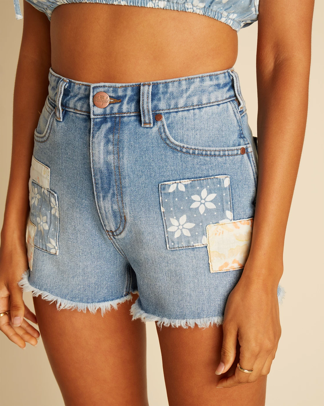 Billabong Wrangler Showdown Patch Work Denim Shorts BLUE SURF (bjnw) 3 Billabong Wrangler Showdown Patch Work Denim Shorts BLUE SURF (bjnw) - Image 3