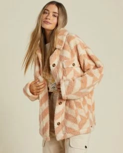Billabong Fairbanks Button-Up Teddy Bear Jacket NUDE MOOD (thb0) -billabong shop abjft00187 billabongw thb0 frt1 1