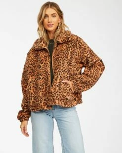 Billabong Always Cozy 2 Teddy Bear Zip-Up Jacket ANIMAL (ani) -billabong shop abjft00201 billabongw ani frt1 1