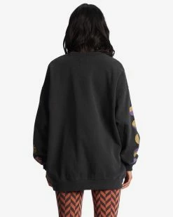 Billabong Ride In Oversized Crewneck Sweatshirt BLACK SANDS (bsd) -billabong shop abjft00281 billabongw bsd bck1