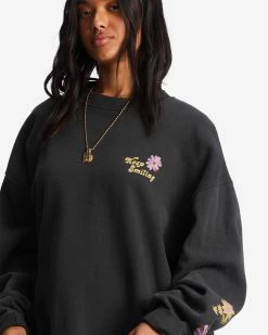 Billabong Ride In Oversized Crewneck Sweatshirt BLACK SANDS (bsd) -billabong shop abjft00281 billabongw bsd dtl1