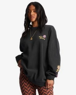 Billabong Ride In Oversized Crewneck Sweatshirt BLACK SANDS (bsd) -billabong shop abjft00281 billabongw bsd frt1 1