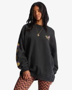 Billabong Ride In Oversized Crewneck Sweatshirt BLACK SANDS (bsd) -billabong shop abjft00281 billabongw bsd sd1 1