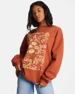 Billabong Ride In Oversized Crewneck Sweatshirt SWEET CHOCOLATE (cnn0) -billabong shop abjft00281 billabongw cnn0 frt1 1