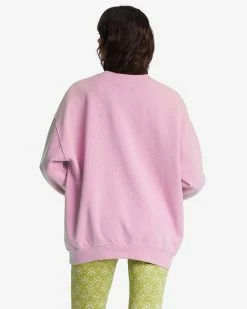Billabong Ride In Oversized Crewneck Sweatshirt WASHED PINK (mcz0) -billabong shop abjft00281 billabongw mcz0 bck1
