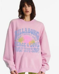 Billabong Ride In Oversized Crewneck Sweatshirt WASHED PINK (mcz0) -billabong shop abjft00281 billabongw mcz0 dtl1 1