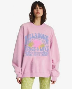 Billabong Ride In Oversized Crewneck Sweatshirt WASHED PINK (mcz0) -billabong shop abjft00281 billabongw mcz0 frt1 1