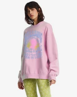Billabong Ride In Oversized Crewneck Sweatshirt WASHED PINK (mcz0) -billabong shop abjft00281 billabongw mcz0 sd1 3