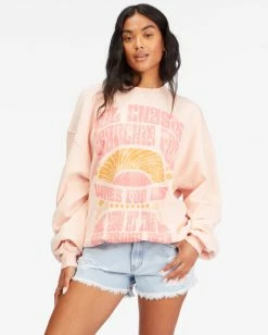 Billabong Ride In Oversized Crewneck Sweatshirt LIFES A PEACH (mhg0) -billabong shop abjft00281 billabongw mhg0 frt1 1