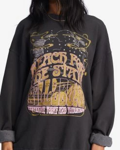 Billabong Ride In Oversized Crewneck Sweatshirt OFF BLACK (ofb) -billabong shop abjft00281 billabongw ofb dtl1