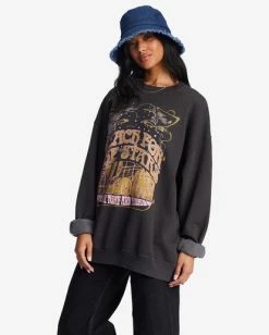 Billabong Ride In Oversized Crewneck Sweatshirt OFF BLACK (ofb) -billabong shop abjft00281 billabongw ofb sd1 1