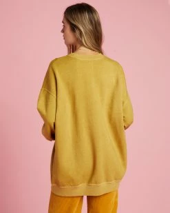 Billabong Ride In Oversized Crewneck Sweatshirt GREEN ENVY (ylf0) -billabong shop abjft00281 billabongw ylf0 bck1 1
