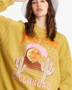 Billabong Ride In Oversized Crewneck Sweatshirt GREEN ENVY (ylf0) -billabong shop abjft00281 billabongw ylf0 dtl1