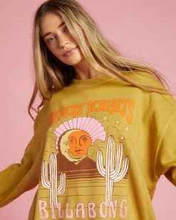 Billabong Ride In Oversized Crewneck Sweatshirt GREEN ENVY (ylf0)
