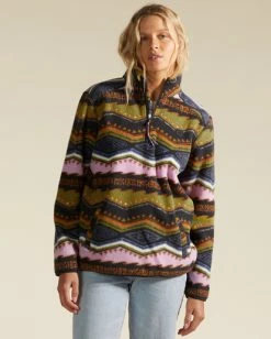 Billabong A/Div Boundary Mock 3 Half-Zip Pullover Sweatshirt BLACK MULTI (bml) -billabong shop abjft00287 billabongw bml frt1 3