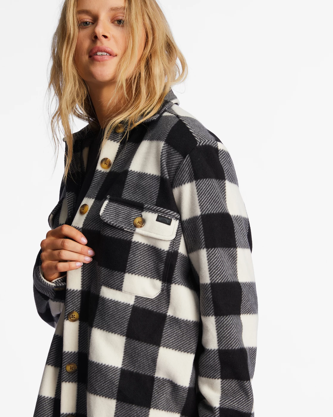 Billabong A/Div Forge Fleece Flannel Shacket WHITE/BLACK 1 (kvk0) 4 Billabong A/Div Forge Fleece Flannel Shacket WHITE/BLACK 1 (kvk0) - Image 4