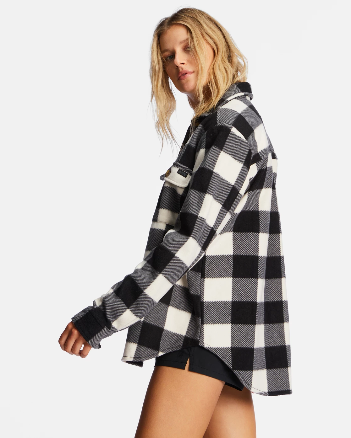 Billabong A/Div Forge Fleece Flannel Shacket WHITE/BLACK 1 (kvk0) 2 Billabong A/Div Forge Fleece Flannel Shacket WHITE/BLACK 1 (kvk0) - Image 2