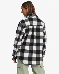 Billabong A/Div Forge Fleece Flannel Shacket WHITE/BLACK (wbk) -billabong shop abjft00300 billabongw wbk bck1