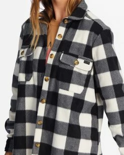 Billabong A/Div Forge Fleece Flannel Shacket WHITE/BLACK (wbk) -billabong shop abjft00300 billabongw wbk dtl1