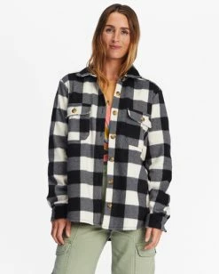 Billabong A/Div Forge Fleece Flannel Shacket WHITE/BLACK (wbk) -billabong shop abjft00300 billabongw wbk frt1 1