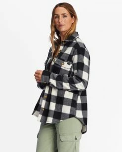 Billabong A/Div Forge Fleece Flannel Shacket WHITE/BLACK (wbk) -billabong shop abjft00300 billabongw wbk sd1 1