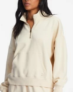 Billabong Lazy Mornings Half-Zip Pullover Sweatshirt ANTIQUE WHITE (anw) -billabong shop abjft00341 billabongw anw dtl1