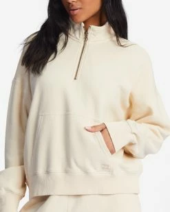 Billabong Lazy Mornings Half-Zip Pullover Sweatshirt ANTIQUE WHITE (anw) -billabong shop abjft00341 billabongw anw dtl2 1
