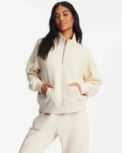 Billabong Lazy Mornings Half-Zip Pullover Sweatshirt ANTIQUE WHITE (anw) -billabong shop abjft00341 billabongw anw frt1 3