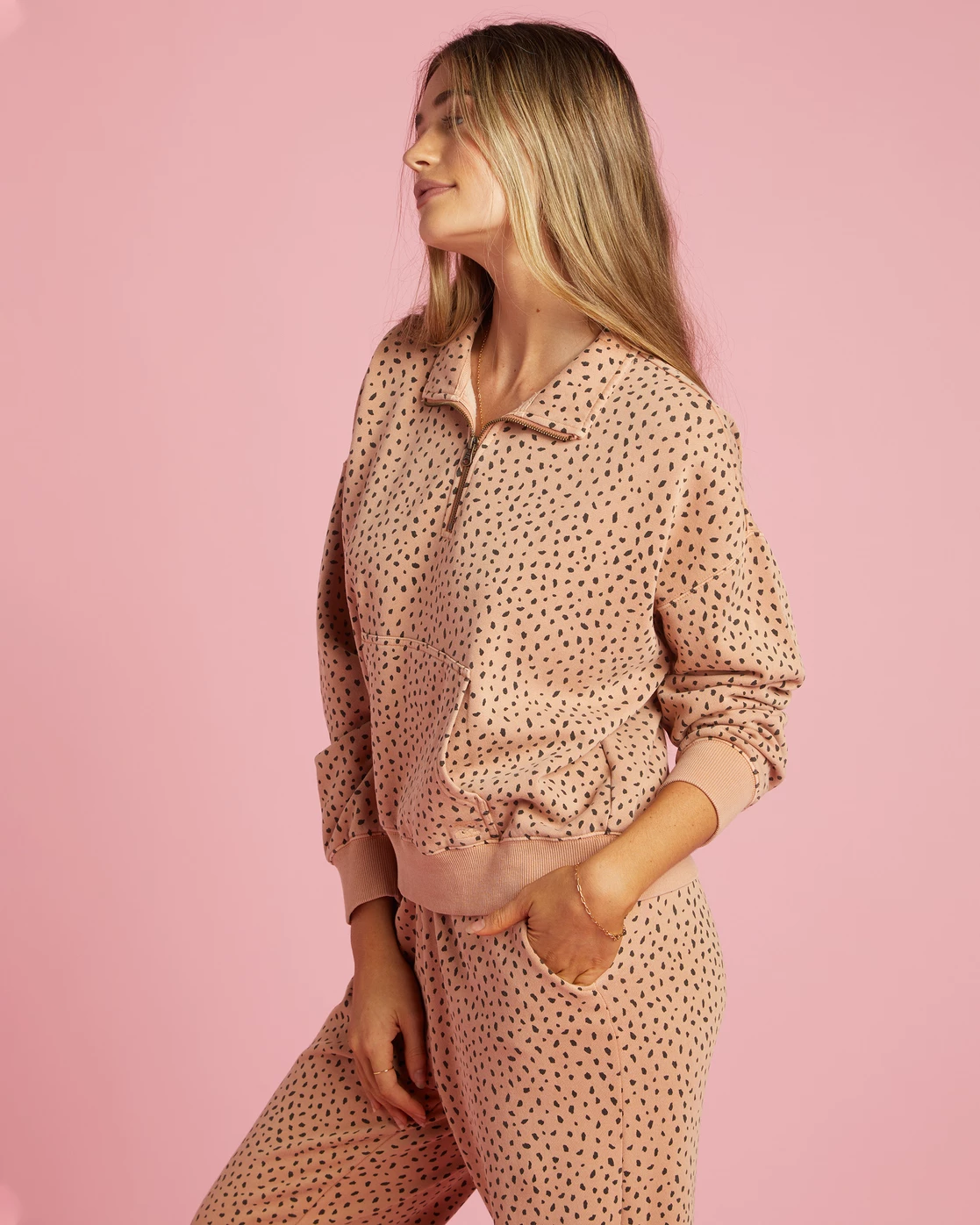 Billabong Lazy Mornings Half-Zip Pullover Sweatshirt TAN (ckl0) 2 Billabong Lazy Mornings Half-Zip Pullover Sweatshirt TAN (ckl0) - Image 2