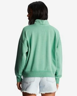 Billabong Lazy Mornings Half-Zip Pullover Sweatshirt SWEET GRASS (gkz0) -billabong shop abjft00341 billabongw gkz0 bck1