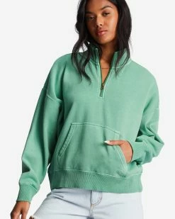 Billabong Lazy Mornings Half-Zip Pullover Sweatshirt SWEET GRASS (gkz0) -billabong shop abjft00341 billabongw gkz0 dtl1