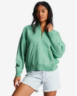 Billabong Lazy Mornings Half-Zip Pullover Sweatshirt SWEET GRASS (gkz0)
