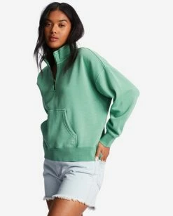Billabong Lazy Mornings Half-Zip Pullover Sweatshirt SWEET GRASS (gkz0) -billabong shop abjft00341 billabongw gkz0 sd1 1
