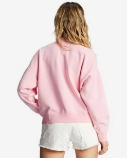 Billabong Lazy Mornings Half-Zip Pullover Sweatshirt SOFT PINK (mdd0) -billabong shop abjft00341 billabongw mdd0 bck1