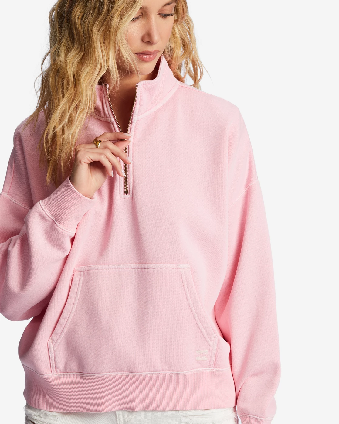 Billabong Lazy Mornings Half-Zip Pullover Sweatshirt SOFT PINK (mdd0) 4 Billabong Lazy Mornings Half-Zip Pullover Sweatshirt SOFT PINK (mdd0) - Image 4