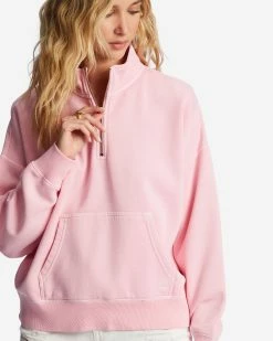 Billabong Lazy Mornings Half-Zip Pullover Sweatshirt SOFT PINK (mdd0) -billabong shop abjft00341 billabongw mdd0 dtl1