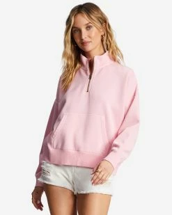 Billabong Lazy Mornings Half-Zip Pullover Sweatshirt SOFT PINK (mdd0)