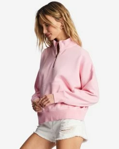 Billabong Lazy Mornings Half-Zip Pullover Sweatshirt SOFT PINK (mdd0) -billabong shop abjft00341 billabongw mdd0 sd1 1