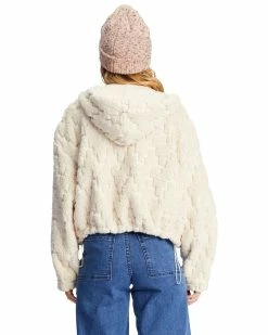 Billabong Marlowe Fleece Zip-Up Hooded Jacket ANTIQUE WHITE (anw) -billabong shop abjft00342 billabongw anw bck1 1