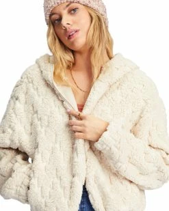 Billabong Marlowe Fleece Zip-Up Hooded Jacket ANTIQUE WHITE (anw) -billabong shop abjft00342 billabongw anw dtl1 1