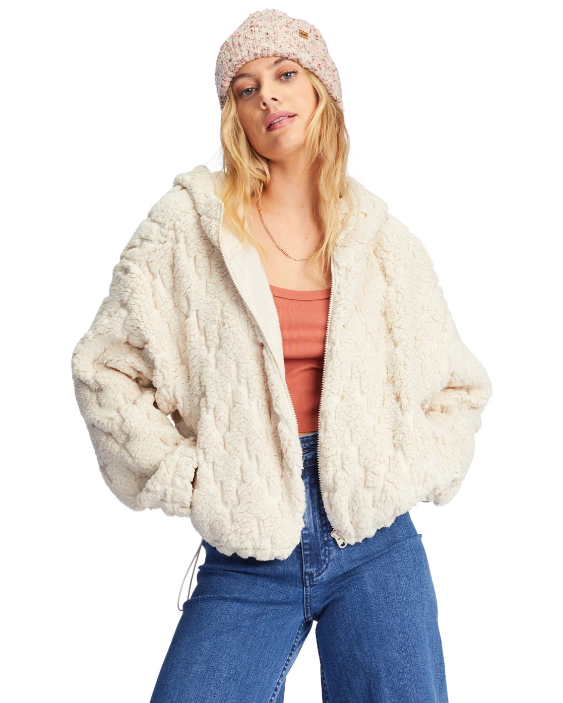 Billabong Marlowe Fleece Zip-Up Hooded Jacket ANTIQUE WHITE (anw) 2 Billabong Marlowe Fleece Zip-Up Hooded Jacket ANTIQUE WHITE (anw) - Image 2