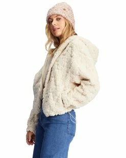 Billabong Marlowe Fleece Zip-Up Hooded Jacket ANTIQUE WHITE (anw) -billabong shop abjft00342 billabongw anw sd1 1