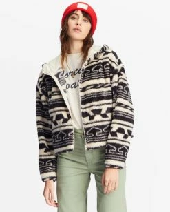 Billabong Marlowe Fleece Zip-Up Hooded Jacket OFF BLACK 1 (ob1) -billabong shop abjft00342 billabongw ob1 frt1 3