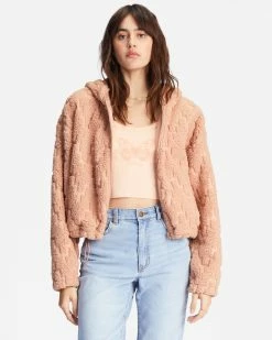 Billabong Marlowe Fleece Zip-Up Hooded Jacket NUDE MOOD (thb0)