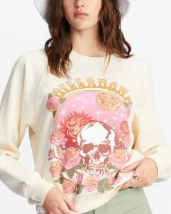 Billabong Here We Go Graphic Crewneck Sweatshirt ANTIQUE WHITE (anw) -billabong shop abjft00344 billabongw anw dtl1