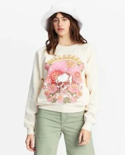 Billabong Here We Go Graphic Crewneck Sweatshirt ANTIQUE WHITE (anw) -billabong shop abjft00344 billabongw anw frt1 1