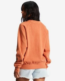 Billabong Here We Go Graphic Crewneck Sweatshirt BRICK (brk) -billabong shop abjft00344 billabongw brk bck1
